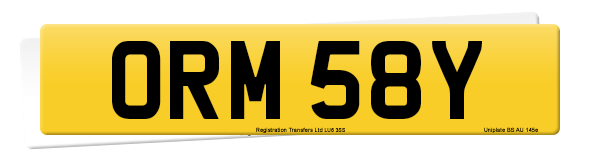 Registration number ORM 58Y